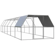 Akcesoria do hodowli zwierząt - VidaXL Klatka zewnętrzna dla kurcząt, 3x12x2 m, stal galwanizowana 3089328 VidaXL - miniaturka - grafika 1