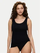 Koszulki i topy damskie - Triumph Top Feel Of Cotton 10224975 Czarny Slim Fit - miniaturka - grafika 1