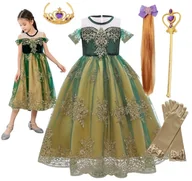 Stroje karnawałowe - Przebranie Strój Sukienka Anna Kraina Lodu Zestaw 128/134, Hopki - miniaturka - grafika 1