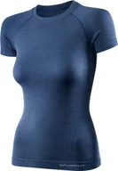 Koszulki sportowe damskie - Brubeck SS11700 Koszulka damska z krótkim rękawem ACTIVE WOOL jeansowy S - miniaturka - grafika 1