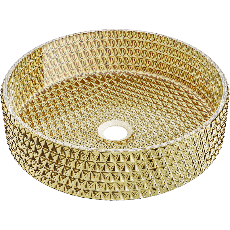 Mexen Aura szklana umywalka nablatowa 39 x 39 cm, złota - 24013952