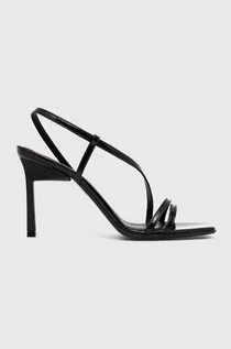 Sandały damskie - Calvin Klein sandały skórzane GEO STILETTO ASY SAN kolor czarny HW0HW01609 - grafika 1