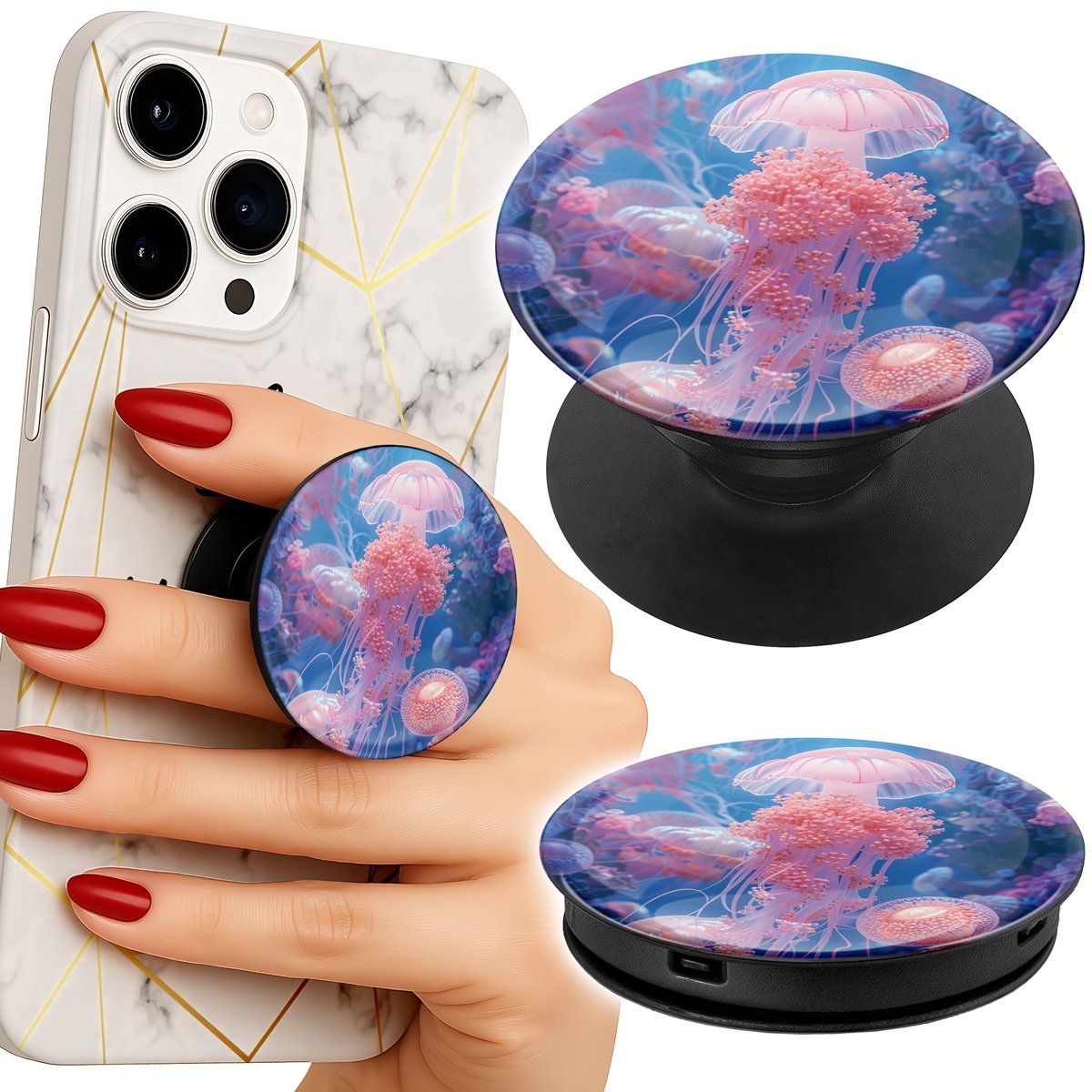 Uchwyt do telefonu Popsocket na palce/stojak MEDUZA