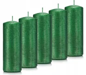 Świece - Świece ozdobne zielone walec kokon 15/6 zestaw 5 - miniaturka - grafika 1