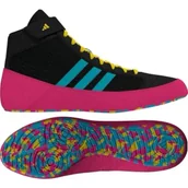 Kimona, stroje i obuwie - Adidas Buty Zapaśnicze Bokserskie Havoc II Black/Cyan/Pink - miniaturka - grafika 1