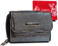 Portfele - Mały błyszczący portfel damski portmonetka ze skóry naturalnej z ochroną kart RFID Lorenti, czarny - miniaturka - grafika 1