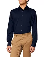 Koszule męskie - Seidensticker Męska koszula biznesowa - Shaped Fit - nie wymaga prasowania - kołnierz kent - długi rękaw - 100% bawełna, niebieski (ciemnoniebieski 19), 40 - miniaturka - grafika 1