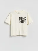 Koszulki dla chłopców - Reserved - Bawełniany t-shirt z nadrukiem - biały - miniaturka - grafika 1