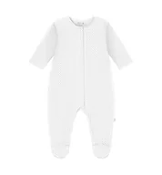 Pajacyki dla niemowląt - Pajac Bawełniany Biały W Kropeczki 68 - miniaturka - grafika 1