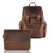 Plecaki - Zestaw męski ZUP-73-BR PAOLO PERUZZI brązowy - miniaturka - grafika 1