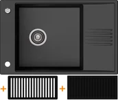 Zlewozmywaki - Zlew KERNAU KGS D 6078 1B1D DEEP BLACK (czarny mat) + Gold Metallic - miniaturka - grafika 1