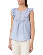 Bluzki damskie - Springfield Damska kolorowa haftowana bluzka, średni niebieski, 12 (M), Średnioniebieski, 38 - miniaturka - grafika 1