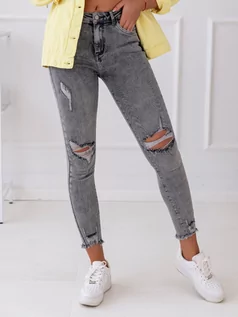 Spodnie damskie - Spodnie damskie jeansowe STILO szare Dstreet UY1122 - grafika 1