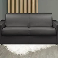 Sofy i kanapy - Kanapa 3-osobowa z ekspresowym mechanizmem rozkładania z ekoskóry CALITO - Czarny - Wymiary miejsca do spania: 140 cm - Materac 18 cm - miniaturka - grafika 1