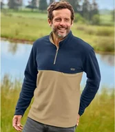 Bluzy męskie - Polarowa, dwukolorowa bluza Mężczyzna Atlas For Men - Kolor : Granatowy - Rozmiar : 4XL - miniaturka - grafika 1