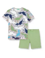 Spodenki damskie - United Colors of Benetton Chłopięca pidżama pigmentowa (t-shirt + szorty) 3 m250p04j, wielokolorowa: Szary ze wzorem i zielonym, 64 m, L, Wielokolorowy: szary ze wzorem i zielonym 64 M, L - miniaturka - grafika 1
