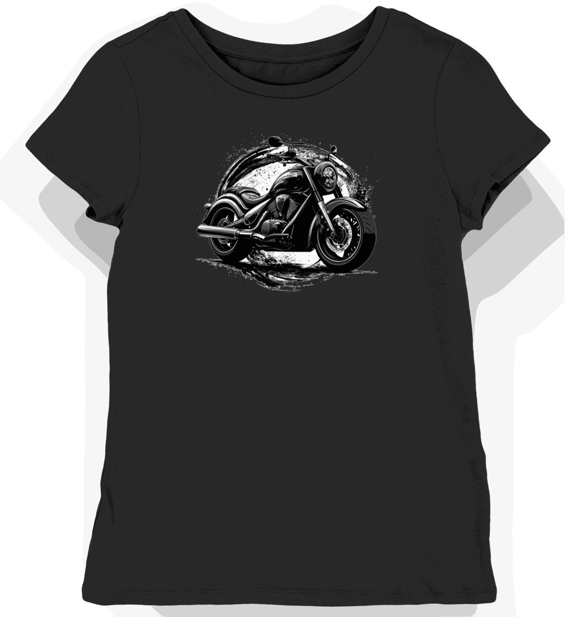 Koszulka damska czarna z motywem eleganckiego jednośladu XS