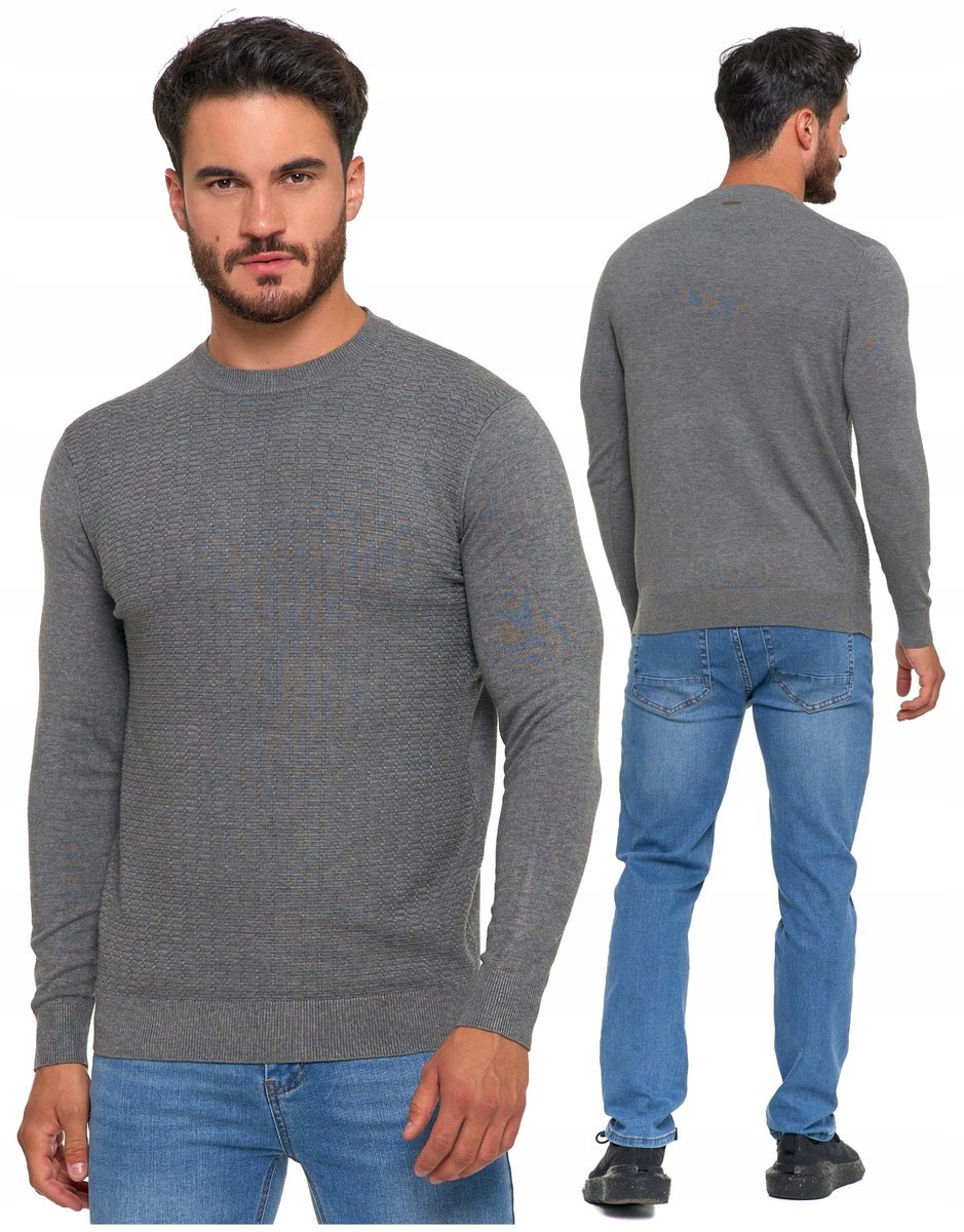 Sweter Męski Elegancki Modny Okrągły Dekolt Klasyczny Wiskoza MORAJ - XXL