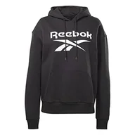 Bluzy damskie - Reebok Damska bluza polarowa z kapturem z dużym logo, czarna, M, Czarny, M - miniaturka - grafika 1