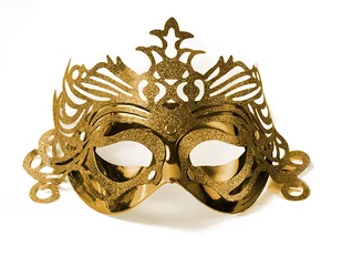 Party Deco Maska karnawałowa wenecka złota z ornamentem - 1 szt. MAS2-019 - Dodatki do strojów karnawałowych - miniaturka - grafika 1