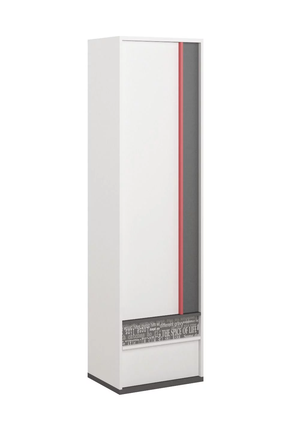 Szafa 1-drzwiowa z półkami, Philosophy, 55x40x199 cm, biały, grafit