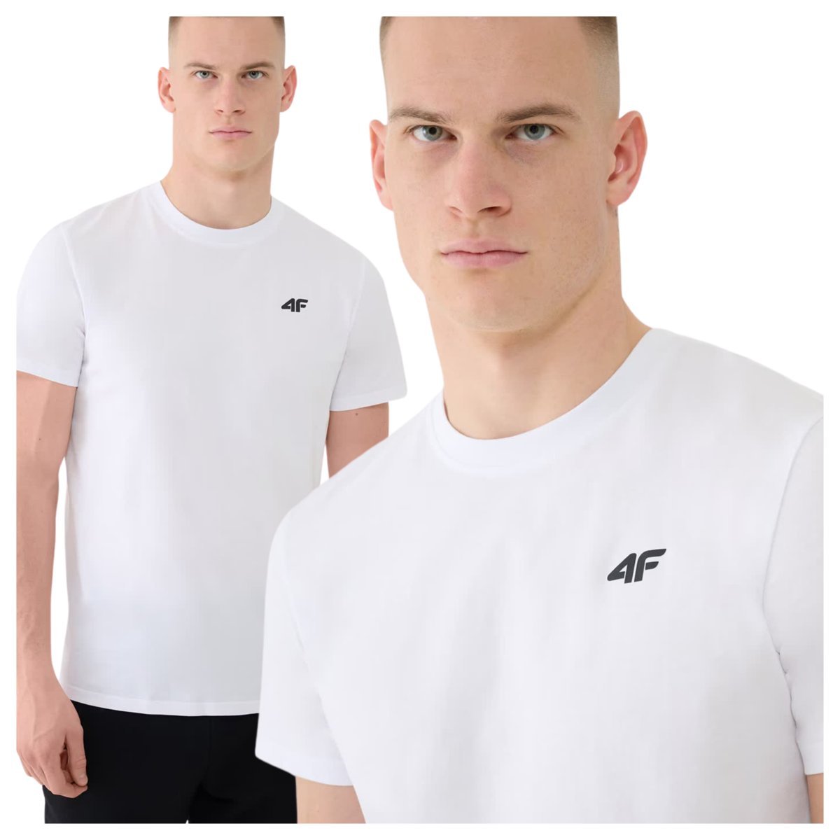 Koszulka męska bawełniana 4F 4FWMM00TTSHM2256-10S Biały Roz. 3XL