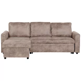 Beliani Sofa tapicerowana narożna brązowa NESNA - Narożniki - miniaturka - grafika 1