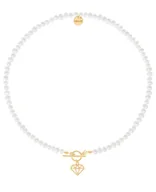 Naszyjniki - Naszyjnik z pereł z pozłacanym diamentem 45 cm - miniaturka - grafika 1