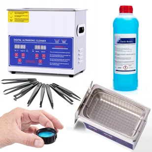 Myjka Wanna Ultradźwiękowa Wyświetlacz LCD Grzałka 220W 3,2L PS-20A Płyn TechSonic 1L Zestaw 8 Pęset - Myjki ultradźwiękowe - miniaturka - grafika 1