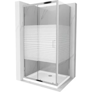 Mexen Apia kabina prysznicowa rozsuwana 100x70 cm, pasy, chrom + brodzik Flat - Kabiny prysznicowe - miniaturka - grafika 1