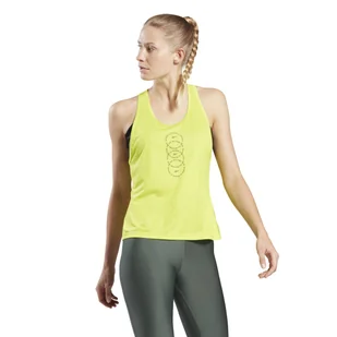 Damska koszulka bez rękawów REEBOK RUNNING GRAPHIC TANK HT6007 – Żółty - Koszulki i topy damskie - miniaturka - grafika 1