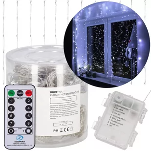 Kurtyna świetlna 300 Led biały zimny lampki wewnętrzno-zewnętrzne CL0184 - Oświetlenie świąteczne - miniaturka - grafika 1