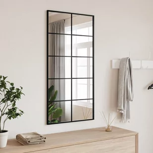 vidaXL Lustro ścienne, czarne, 50x100 cm, prostokątne, żelazo - Lustra - miniaturka - grafika 1