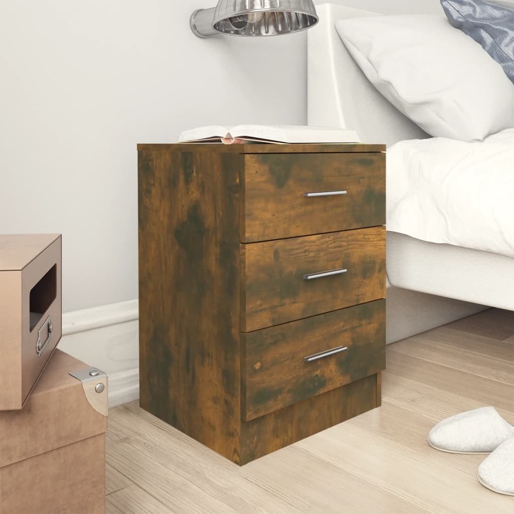 vidaXL Szafki nocne 2 szt. Materiał drewnopochodny dąb wędzony 38x35x56 cm - Stolik nocny - Szafki nocne - Szafa - Szafka nocna
