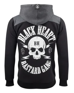 bluza BLACK HEART - BASTARD SKULL, rozpinana z kapturem-L - Bluzy męskie - miniaturka - grafika 1