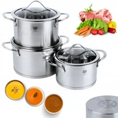 Zestawy garnków i patelni - Zestaw Garnków Indukcja Gaz Komplet 6el Stal Nierdzewna 18/0 GURUS Garnki - miniaturka - grafika 1