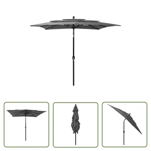 The Living Store 3-poziomowy parasol na aluminiowym słupku - antracyt - 2 -5x2 -5 m - Parasol Ogrodowy - Parasole ogrodowe - miniaturka - grafika 1