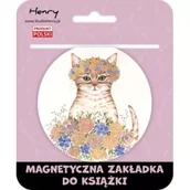 Zakładki do książek - Henry Zakładka magnetyczna kulka 2 kot w kwiatach - miniaturka - grafika 1