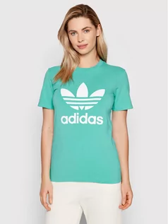 Koszulki sportowe damskie - Adidas T-Shirt adicolor Classics Trefoil HE6869 Zielony Regular Fit - grafika 1