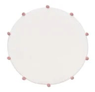 Dywany dla dzieci - Dywan Dziecięcy Mellow Whites Pink Pompons Koło 120 R - miniaturka - grafika 1