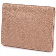 Etui na dokumenty i karty - Etui na wizytówki portfel na karty dokumenty Skóra Naturalna Złoty - miniaturka - grafika 1