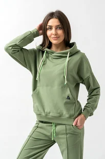 Bluza z kapturem damska EMI szałwia - Bluzy damskie - miniaturka - grafika 1