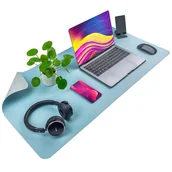 Podkładki na biurko - Mata ochronna na biurko pod klawiaturę i myszkę na stół 90x45 cm - błękitna - miniaturka - grafika 1
