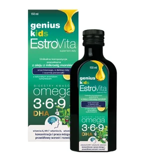 Estrovita, Genius Kids, Kwasy omega dla dzieci, 150 ml - Witaminy i minerały - miniaturka - grafika 1