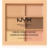 Cienie do powiek - NYX Conceal Correct Contour kremowa paleta do konturowania twarzy 6x1,5g 3CP01 Light - miniaturka - grafika 1