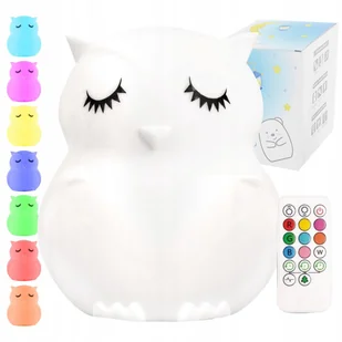 Lampka Nocna Sowa Dzieci Kolorowa Silikon + Pilot - Lampy stojące - miniaturka - grafika 1
