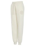 Spodnie damskie - Emporio Armani Damskie spodnie damskie z mankietami z puszystego polaru, Pale Cream, XL - miniaturka - grafika 1