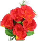 Sztuczne kwiaty - Bukiet Z Różami Kwiaty Czerwień/Żółty - miniaturka - grafika 1