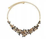 Naszyjniki - KOLIA CZARNE KWIATUSZKI Z KRYSZTAŁKAMI Z KOLEKCJI BLOSSOM (C8157AU/CZAR) - miniaturka - grafika 1