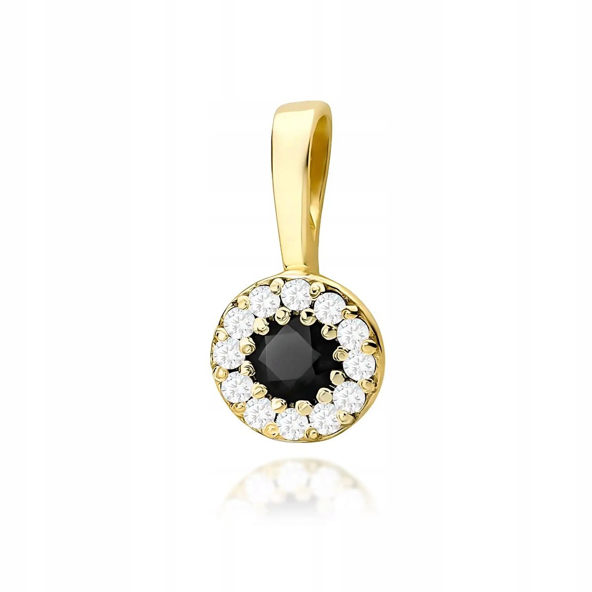 Kobiecy złoty wisiorek 585 z czarnym diamentem 0,12ct elegancka na prezent